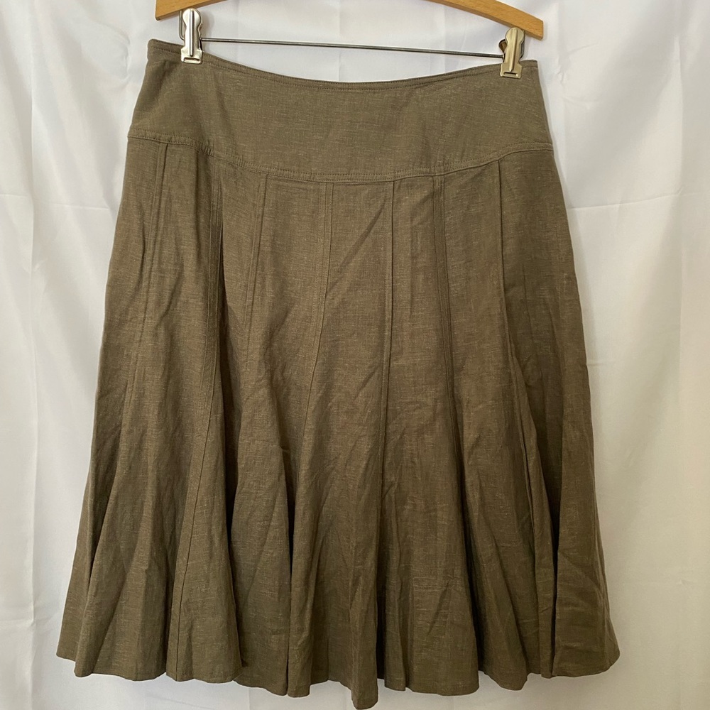 Dalia Collection, Brown, Linen Blend, Skirt